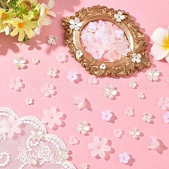 500個 10スタイル ABSプラスチック&アクリル模造パールビーズキャップ  花  ミックスカラー  6~25.5x6~23x2.5~4.5mm  穴：1.2~1.6mm  50個/スタイル&nbsp;OACR-YW0004-12