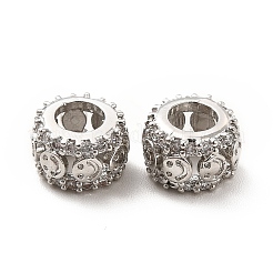 Rack Plating Brass Micro Pave Clear Cubic Zirconia Beads&nbsp;KK-C010-59