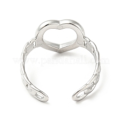 Non-Tarnish 304 Stainless Steel Heart Open Cuff Ring for Women&nbsp;RJEW-I085-11P