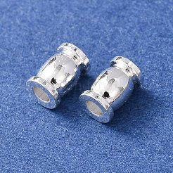真鍮ビーズ  バレル  ラックめっき  長持ちメッキ  カドミウムフリー＆鉛フリー  925銀メッキ  6x4mm  穴：2mm&nbsp;KK-C157-45S