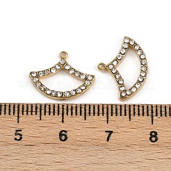 304ステンレススチールラインストーンペンダント  イオンプレーティング（ip）  18KGP本金メッキ  ファン  11x15x2.5mm  穴：1mm&nbsp;STAS-Z154-03G-01