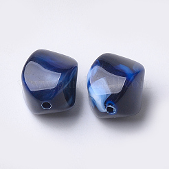 アクリルビーズ  天然石風  ナゲット  ダークブルー  15.5x12x12mm  穴：1.8mm  約310個/500g&nbsp;OACR-T007-08I