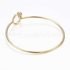304ステンレススチールバングル  動かせない丸いビーズで終わる  ミックスカラー  2-3/8インチ（6~6.5cm）&nbsp;BJEW-H530-01
