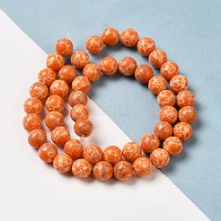 合成インペリアルジャスパー染めビーズ連売り  ラウンド  ダークオレンジ  8mm  穴：1.2mm  約47~48個/連  14.96''~15.16''（38~38.5センチメートル）&nbsp;G-P507-01A-05