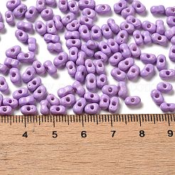 焼付塗装ガラスシードビーズ  ピーナッツ  ライラック  5.5~6x3~3.5x3mm  穴：1~1.2mm  約4000個/ポンド&nbsp;SEED-K009-01A-11