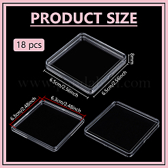 PMMA スクエアプラスチックボックス  透明  6.5x6.5x0.8cm&nbsp;CON-WH0200-05B