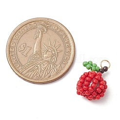 Handmade Glass Seed Beaded Apple Pendants&nbsp;PALLOY-MZ00483