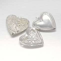 Filigree Heart Rack Plating Brass Photo Locket Pendants&nbsp;KK-N0096-24S-LF