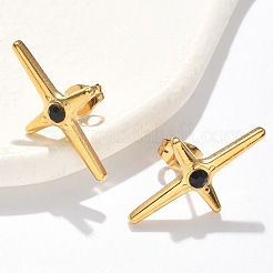 Cross 304 Stainless Steel Stud Earrings&nbsp;EJEW-F361-07G