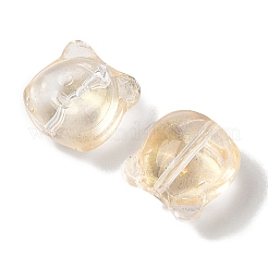 透明スプレーペイントガラスビーズ  クマ  アンティークホワイト  10x10x7.5mm  穴：0.9mm&nbsp;GLAA-Z011-01D