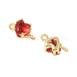Brass Pave Cubic Zirconia Heart Connector Charms&nbsp;KK-P347-02G-03