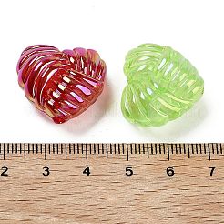 夜光UVメッキレインボー虹色アクリルビーズ  暗闇で光るビーズ  ノットハート  ミックスカラー  20x22x11.8mm  穴：2.8mm&nbsp;OACR-O008-06