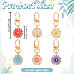 10Pcs 5 Styles Daisy Alloy Enamel Pendant Decoration&nbsp;HJEW-PH02102
