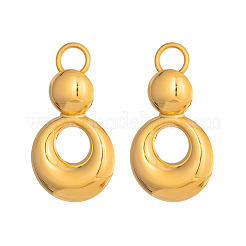 女性用304ステンレススチールスタッドピアス  二重リング  18KGP本金メッキ  52.3x29mm&nbsp;RQ1515