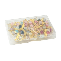 40Pcs 8 Colors Golden Alloy Glass Pendants&nbsp;PALLOY-FS00025