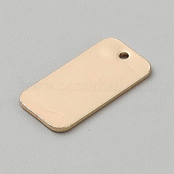 真鍮チャーム  長方形  ライトゴールド  20x10x1mm  穴：1.4mm&nbsp;KK-WH20019-002B-LG