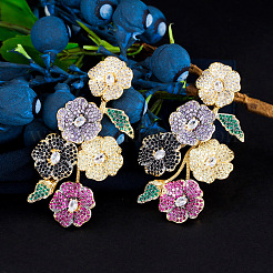 Brass Cubic Zirconia Stud Earrings&nbsp;FS-WGD1E91-01