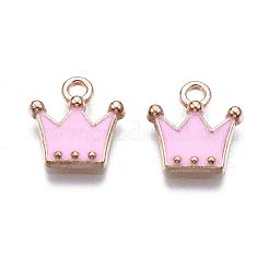 合金チャーム  カドミウムフリー＆鉛フリー  エナメル  クラウン  ライトゴールド  パールピンク  11.5x10.5x2mm  穴：1.5mm&nbsp;ENAM-S115-063C