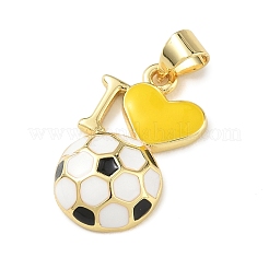 Football Theme Brass Enamel Pendants&nbsp;KK-A303-01B-G
