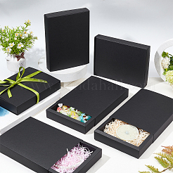 クラフト紙の折りたたみボックス  引き出しボックス  長方形  ブラック  完成品：20x15x3cm&nbsp;CON-WH0010-01K-D