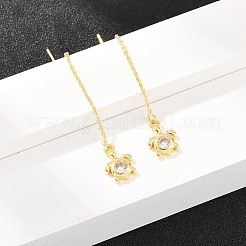 真鍮製クリアキュービックジルコニア耳飾り  ラックめっき  長持ちメッキ  鉛フリー＆カドミウムフリー  ゴールドカラー  カメ  59x7.5mm&nbsp;EJEW-H182-05B-G