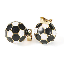 2個真鍮エナメルチャーム  サッカーのチャーム  ゴールドカラー  ブラック  15x12mm  穴：4x2.5mm&nbsp;KK-TA0008-66