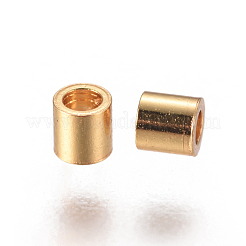 304ステンレススチールスペーサービーズ  コラム  ゴールドカラー  2x2mm  穴：1mm&nbsp;STAS-F227-41-G