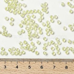 MIYUKIラウンドロカイユビーズ  日本製シードビーズ  （rrhb267)淡黄色の裏地付きクリスタルab  8/0  3mm  穴：1mm  約2111~2277個/50g&nbsp;SEED-X0055-RRHB267