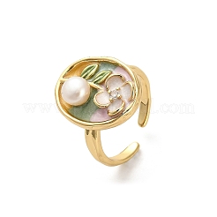 Brass Enamel Cuff Rings&nbsp;RJEW-K291-03G-02