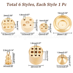 真鍮製香炉ホルダー7種類6個  混合図形  ゴールドカラー  12~20x9~22mm  穴：1~3.5mm&nbsp;AJEW-CA0002-55