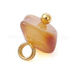 天然琥珀チップチャーム  真鍮のループを有します  ゴールドカラー  7.5~8.5x5~7x7~13mm  穴：1.8mm&nbsp;PALLOY-JF05061