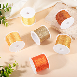 6ロール 6色6本撚りポリエステルメタリック糸  刺繍やDIYの編み込みブレスレット作りに  ミックスカラー  0.4mm  約54.68ヤード（50m）/ロール  1ロール/色&nbsp;OCOR-TA0003-13