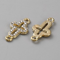 合金パヴェクリスタルラインストーンコネクタチャーム  クロスリンク  ゴールドカラー  19.5x10.5x2mm  穴：1.8mm&nbsp;FIND-WH20008-07