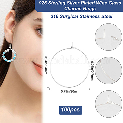 100Pcs 316 Surgical Stainless Steel Wine Glass Charms Rings&nbsp;STAS-BBC0005-97A
