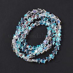 透明電気メッキガラスビーズ連売り  半分メッキ  透明  9.5x10x5mm  穴：0.9mm  約95~100個/連  31.10~33.07インチ（79~84cm）&nbsp;X-EGLA-E030-01J