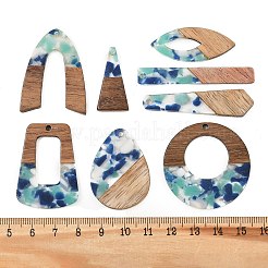Walnut Wood & Transparent Resin Pendants&nbsp;WD-CBA583A-21