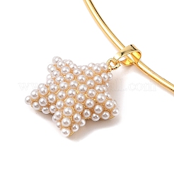 Brass with ABS Imitation Pearl Charm Necklace&nbsp;BJEW-Q350-05B-G