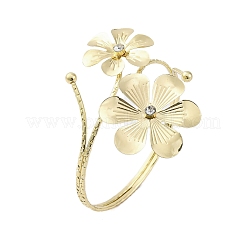 女性用フラワー合金アームカフバングル  ラインストーン付き  ゴールドカラー  内径：3-1/4インチ（8.15cm）&nbsp;LS-AJEW-A063-01A-G