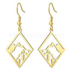 304 Stainless Steel Rhombus Dangle Earrings for Women&nbsp;WG7AA0F-02