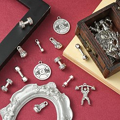 DIYスポーツテーマのチベットスタイル合金作成検索キット  ペンダントとビーズを含む  アンティークシルバー  ペンダント：20~28x6~31x6~6.5mm&nbsp;DIY-YW0008-72