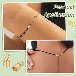 スターリングシルバーコードエンド925本  ゴールドカラー  6x3mm  穴：1.4mm  内径：2.5mm  12pc&nbsp;STER-BC0004-27A-G