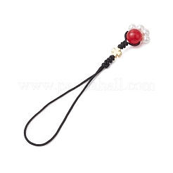 Paw Print Shell Pearl & Natural & Dyed Malaysia Jade Pendant Decorations&nbsp;HJEW-JM02355