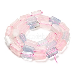 天然ローズクォーツとアクアマリンのビーズ連売り  シードビーズで  ファセット列  9~11x6~7.5x6~7.5mm  穴：1.2mm  約30個/連  15.16~15.55インチ（38.5~39.5cm）&nbsp;G-G068-A27-01
