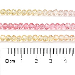 透明塗装ガラスビーズ連売り  多面カット  ロンデル  カラフル  3.7x3.2mm  穴：0.7mm  約105個/連  13.39''（34センチメートル）&nbsp;X1-DGLA-A034-T3mm-A09