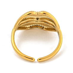 Ion Plating(IP) 304 Stainless Steel Lip Open Cuff Ring for Women&nbsp;RJEW-A043-20G