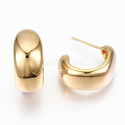 真鍮ハーフフープピアス  スタッドピアス  半円形  ニッケルフリー  18KGP本金メッキ  20~24x19~21x9.5mm  ピン：0.7mm&nbsp;LS-KK-R117-036-NF
