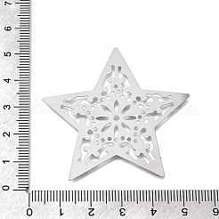 201 個のステンレススチール製カボション  エッチングされた金属装飾  スター  ステンレス鋼色  48x51x0.3mm&nbsp;STAS-G396-02P
