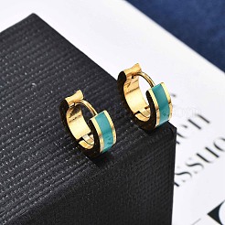 Ion Plating(IP) 304 Stainless Steel Enamel Hoop Earrings&nbsp;EJEW-P300-03G