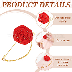 4Pcs 4 Colors Rose Polyester Lapel Pin Brooches for Men&nbsp;JEWB-FG0001-20