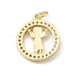 Brass Micro Pave Clear Cubic Zirconia Pendants&nbsp;KK-G416-06G